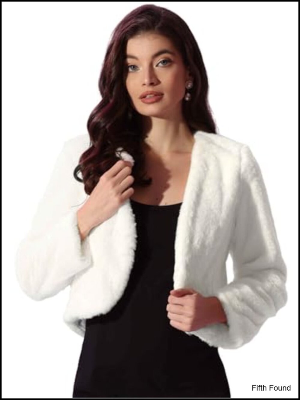 Womens Cropped Faux Fur Bolero Long Sleeve Wedding Shrug Coat